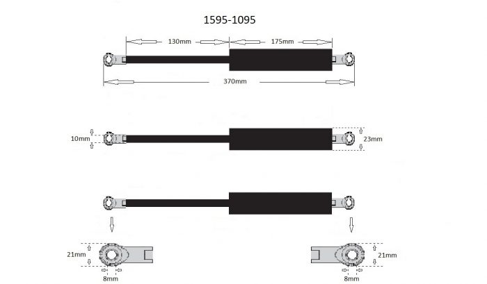 Gas strut bonnet HD1000, TA1 - Image 2