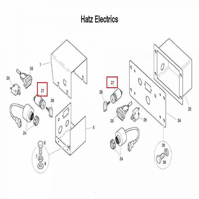 Hatz engine ignition switch - 5 pin