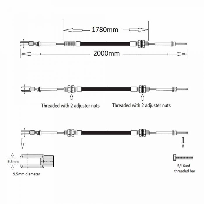 Handbrake cable 5-10 ton Barford - Image 2