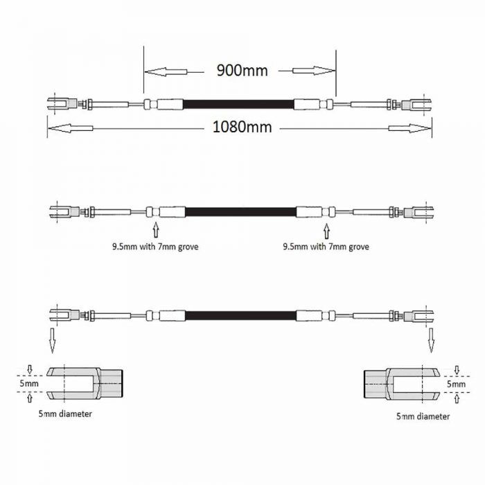 Throttle cable SX5-9 Perkins engine - Image 2