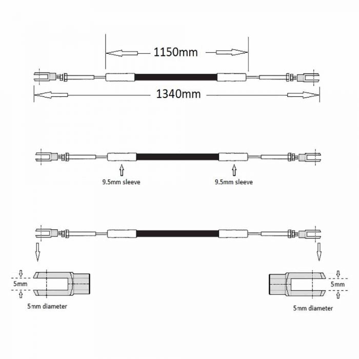 Throttle cable SX5-9 early type Iveco engine 54" - Image 2