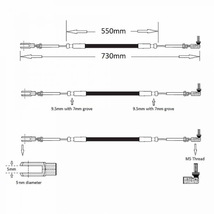Throttle cable SX5-10 later type Iveco engine 30″ - Image 2