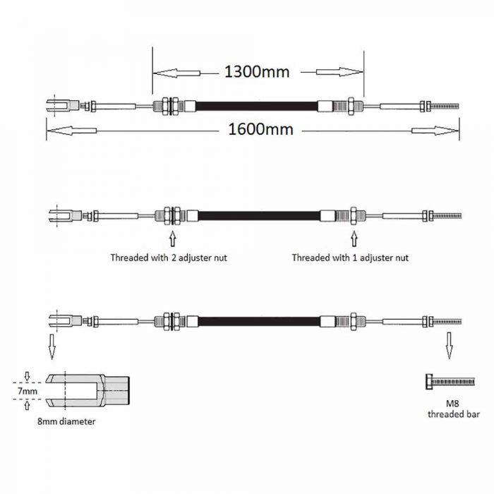 Handbrake cable Terex 5,6&7 ton approx 2001-2009 - Image 2