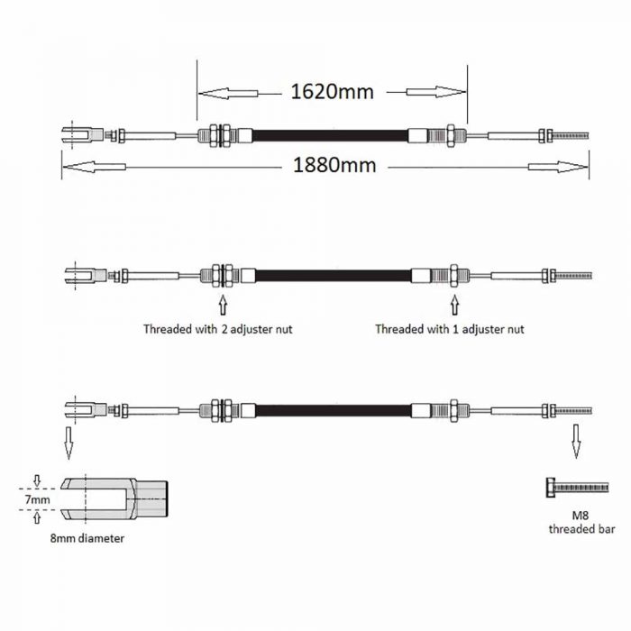 Handbrake cable Terex 9 ton approx 1998-2001 - Image 2