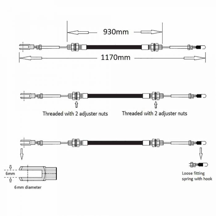 Throttle cable 46" various Terex 9-10 ton - Image 2