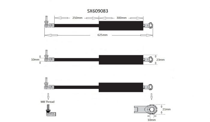 Bonnet gas strut