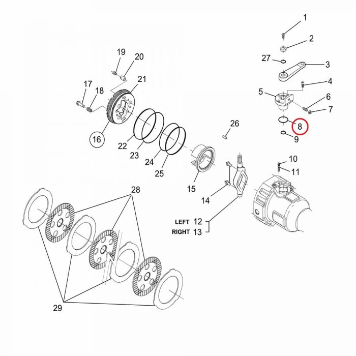 Large O'Ring under reduction bush for handbrake arm