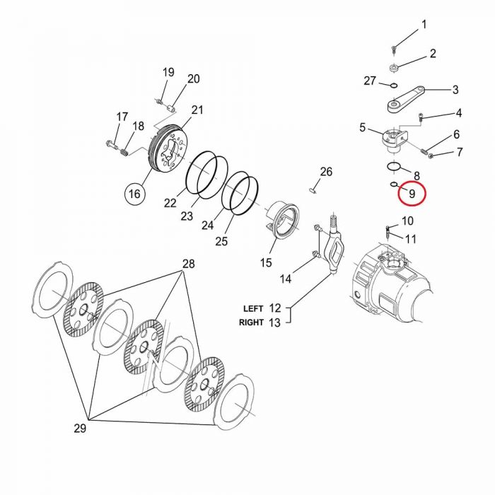 Small O'Ring under reduction bush for handbrake arm