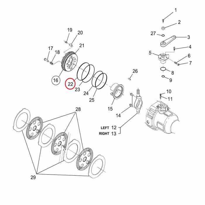 Brake piston back-up ring