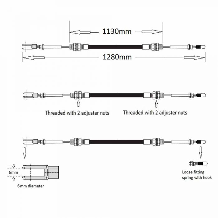 Throttle cable Terex/Mecalac 3 ton '12 onwards Kubota engine & TA6 09-13 Perkin engine. 1586-1634 - Image 2