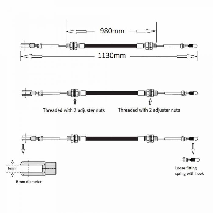 Throttle cable Terex TA9-TA10 approx 2009-2013 Perkin engine - Image 2
