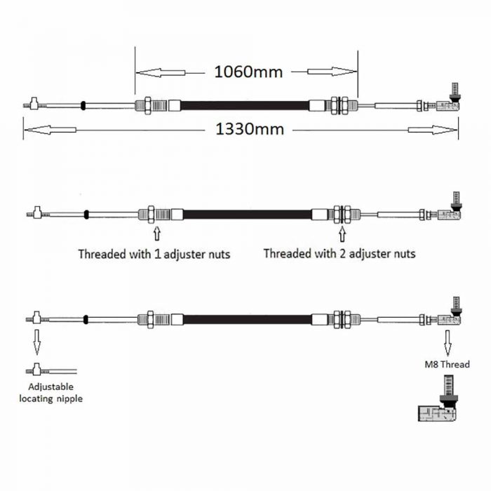 Foward & Reverse Cable HD1000 M16 1.5pitch 52" - Image 2