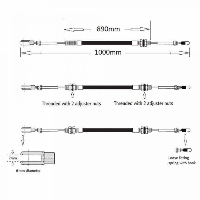 Foot throttle cable Terex / Mecalac TA1 - Image 2