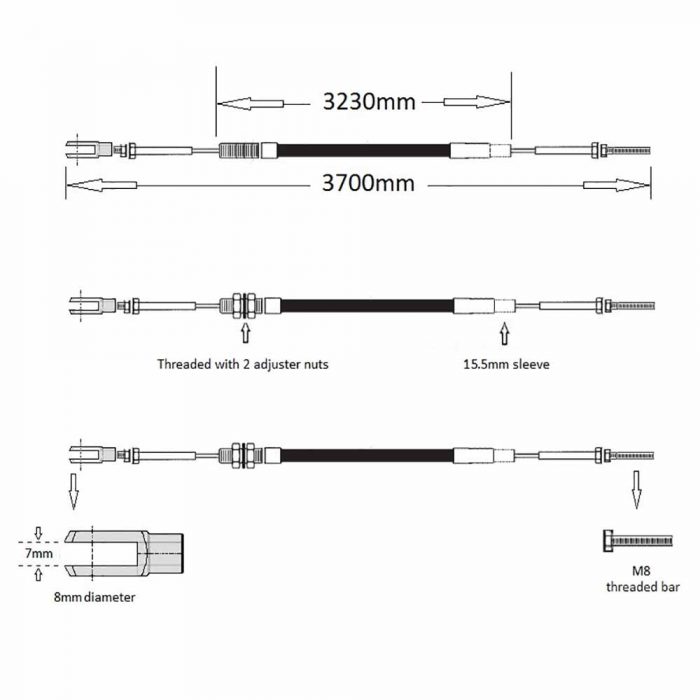 Handbrake cable TA2-TA3 Dana spicer axles - Image 2