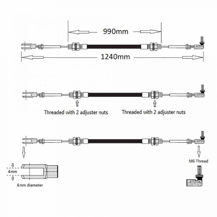 Throttle cable Thwaites 5-9 ton Perkins engine - Image 2