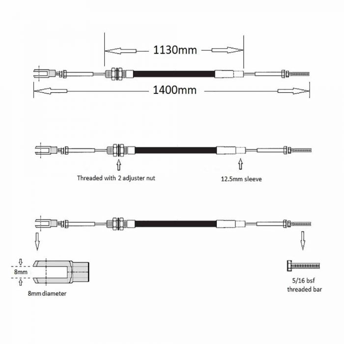 Handbrake cable Thwaites 1.5-2.3ton with Yanmar 3TNE88-EWA or 3TNV88-XWA - Image 2