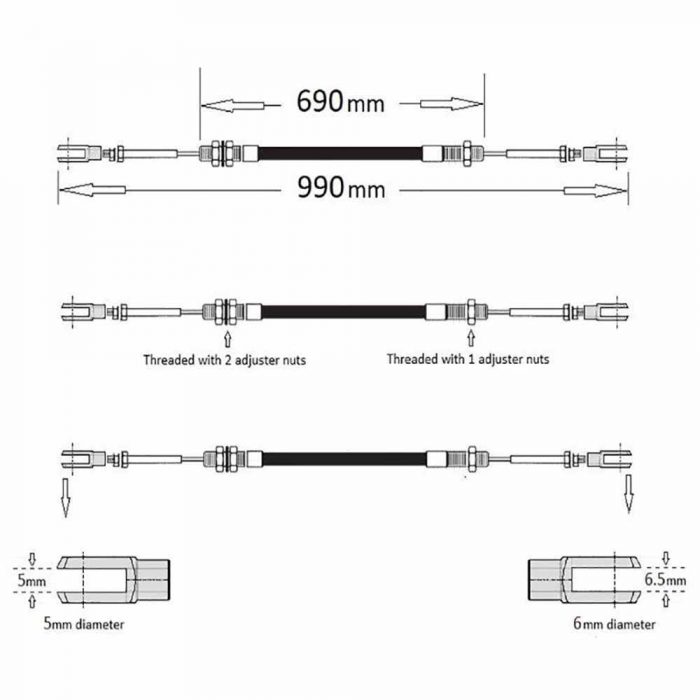 Throttle cable Thwaites 1-1.5ton with Yanmar 3TNV76-KWA - Image 2