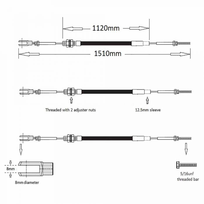 Handbrake cable Thwaites 5-7ton approx 2004-2006 - Image 2