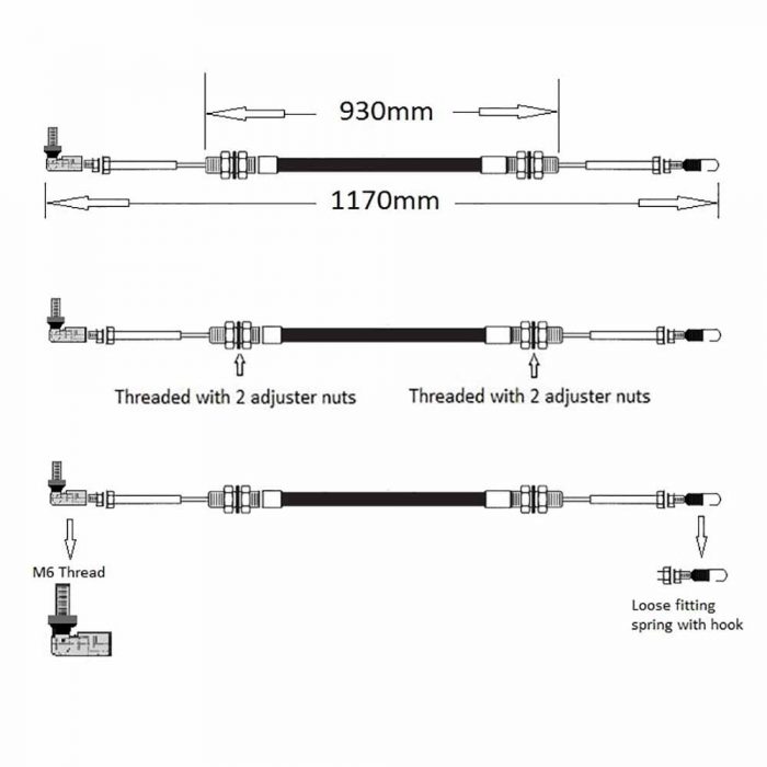 104282 Throttle cable Thwaites 6ton, JCB TC-63 engine - Image 2