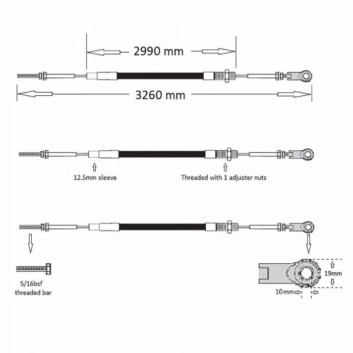 Handbrake cable 2-4 ton Thwaites approx 1983-1989 - Image 2