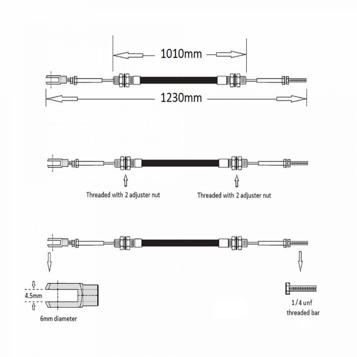Throttle cable Orline 2500 Hatz engine - Image 2