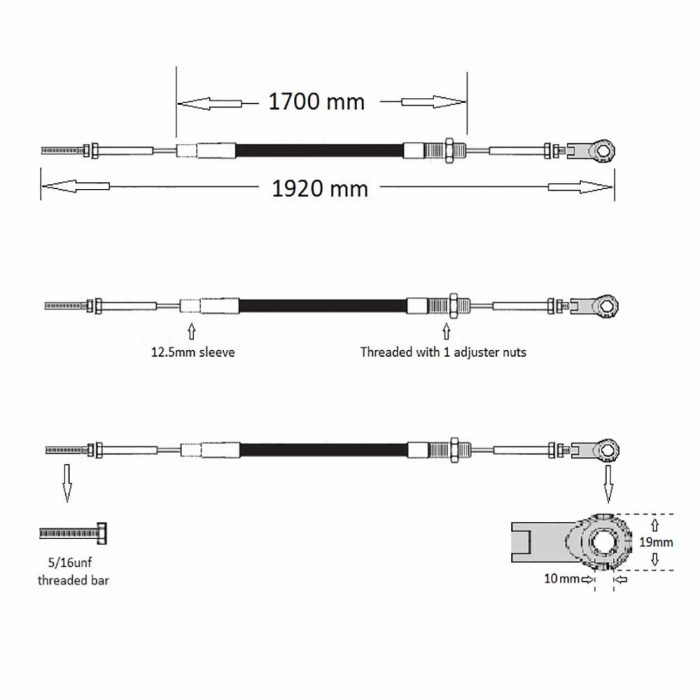 Handbrake cable Thwaites 4000MK1 - Image 2