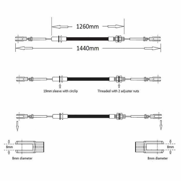 Handbrake cable Thwaites 5-7ton approx 06' onwards & 9-10ton 02'onwards - Image 2