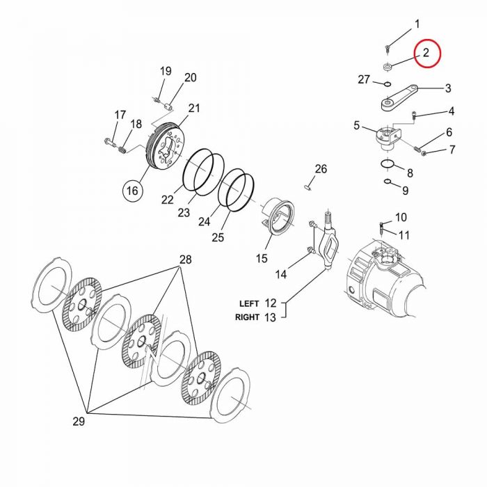 Brake arm washer for the countersunk bolt
