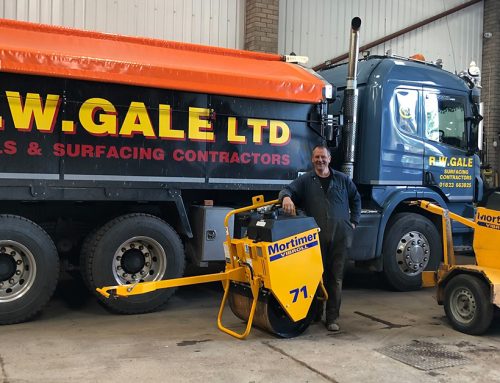 R W Gale taking delivery of their new Mortimer Vibroll Pedestrian Roller